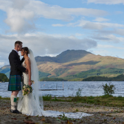 Bridal portrait with mountains